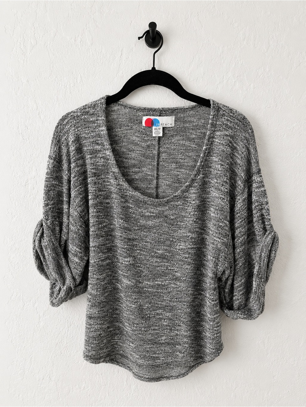 Free People Beach Gray Marled Boxy Top Size Small S